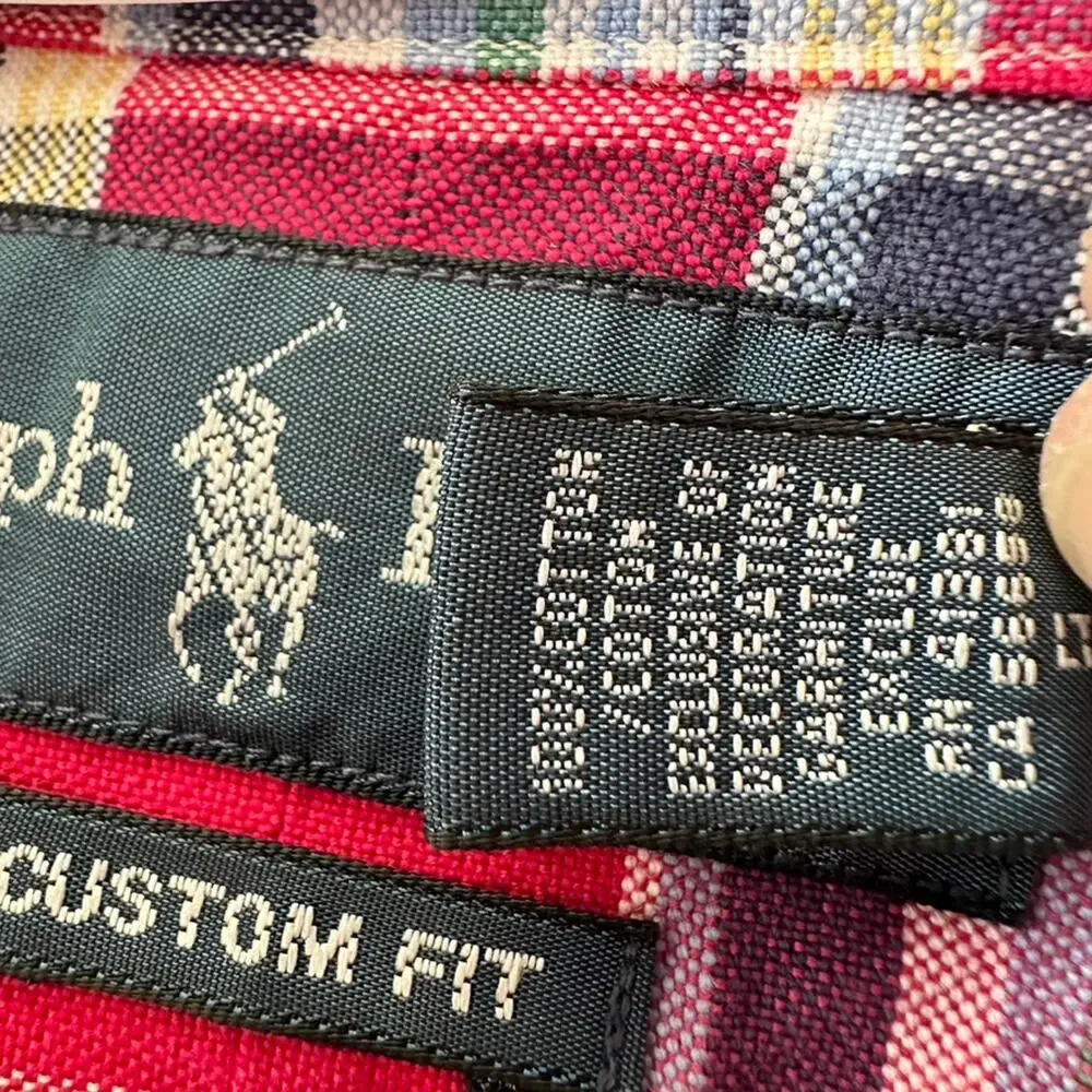 Ralph Lauren Plaid Shirt Mens SMALL Custom Fit Preppy Button Down Academic - Picture 8 of 8